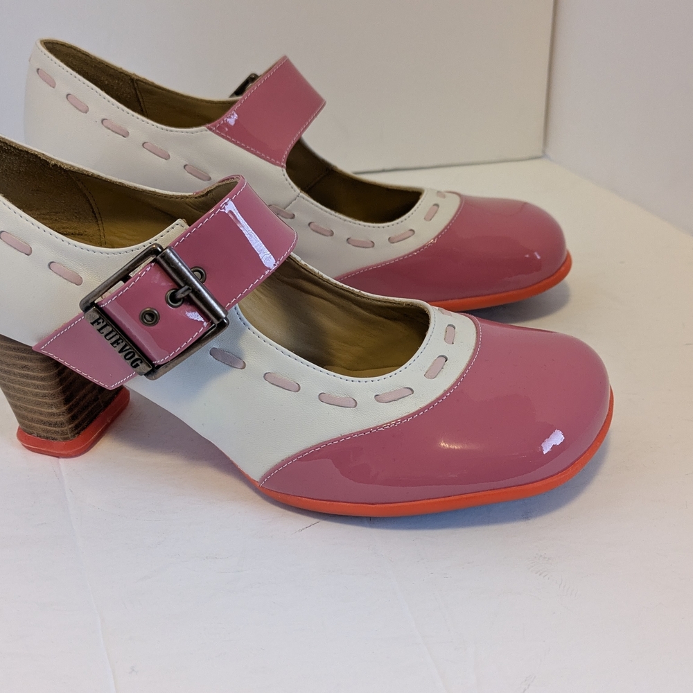 Women's Pink and White Mary Jane Heels